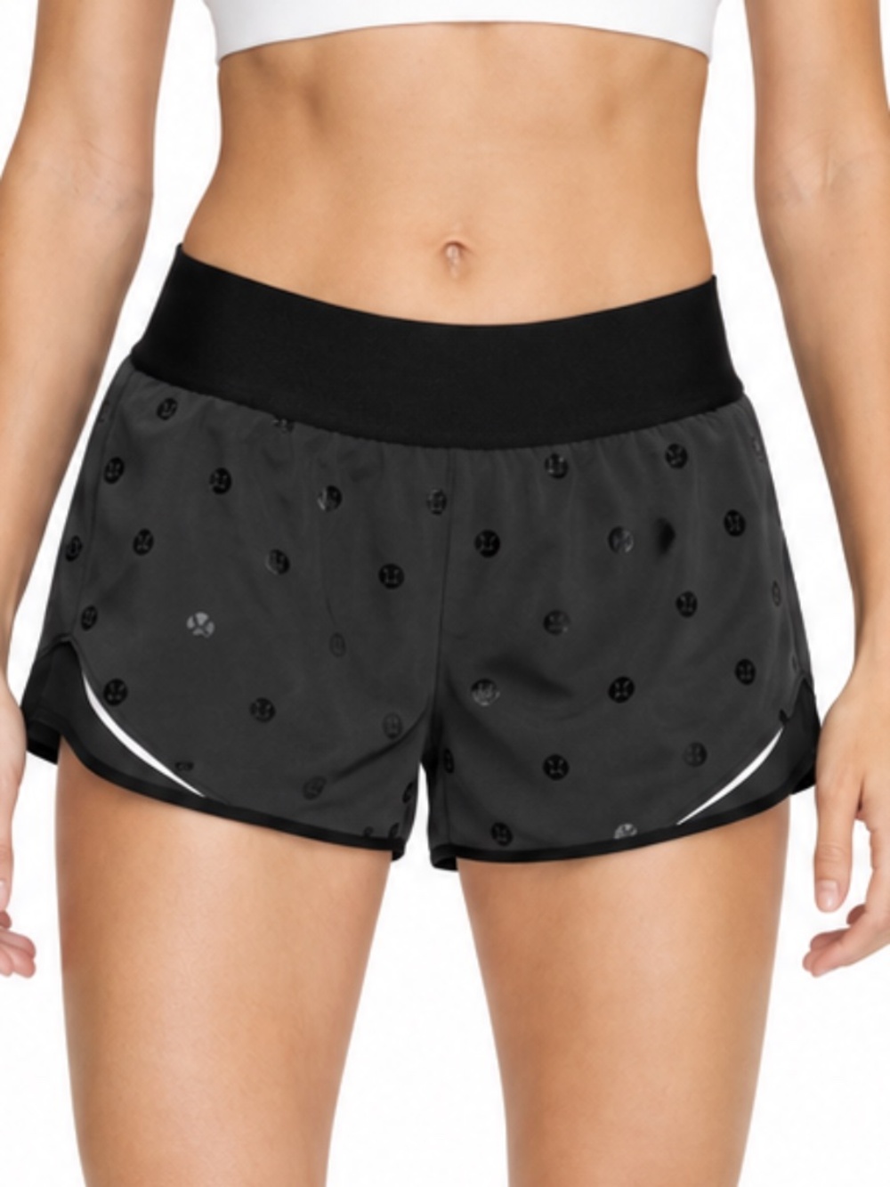 Special Edition Lululemon Logo Hotty Hot Shorts, 2.5" Black, Mini logos all over